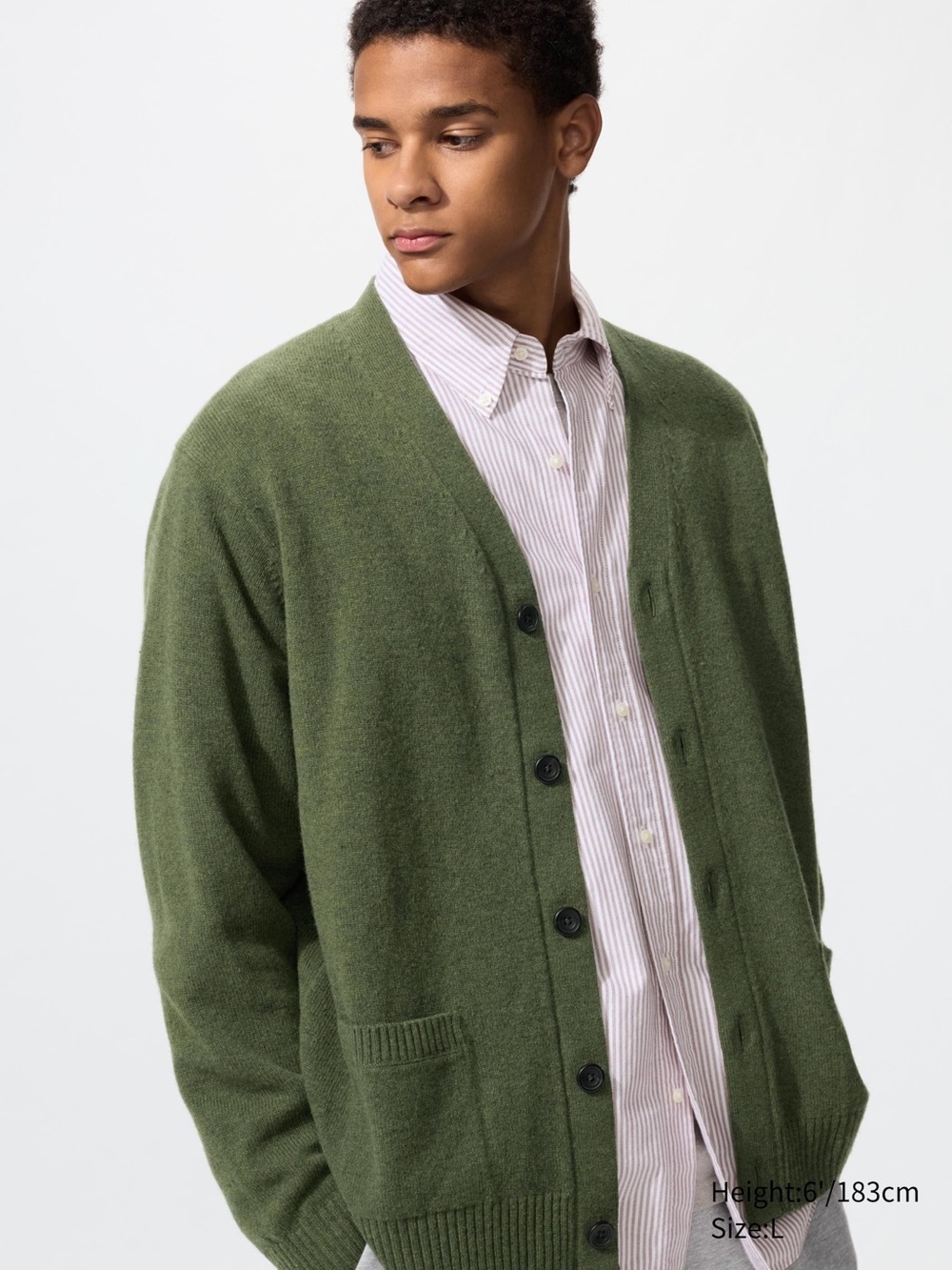 NWOT Uniqlo Wool Grandpa Cardigan Moss Green Oversized Unisex M S V-Neck Doen